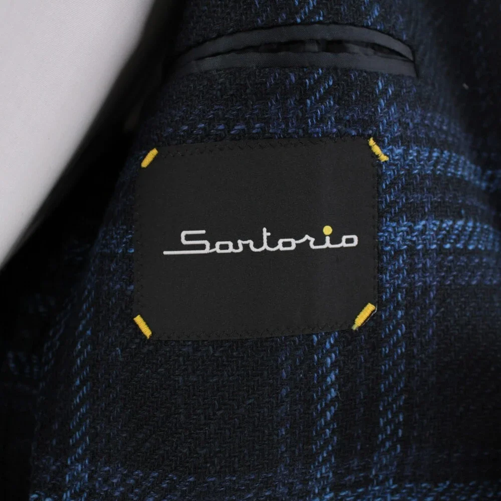 Sartorio Kiton NWT Wool Blend Sport Coat Size 52R (42R US) In Blue Plaid